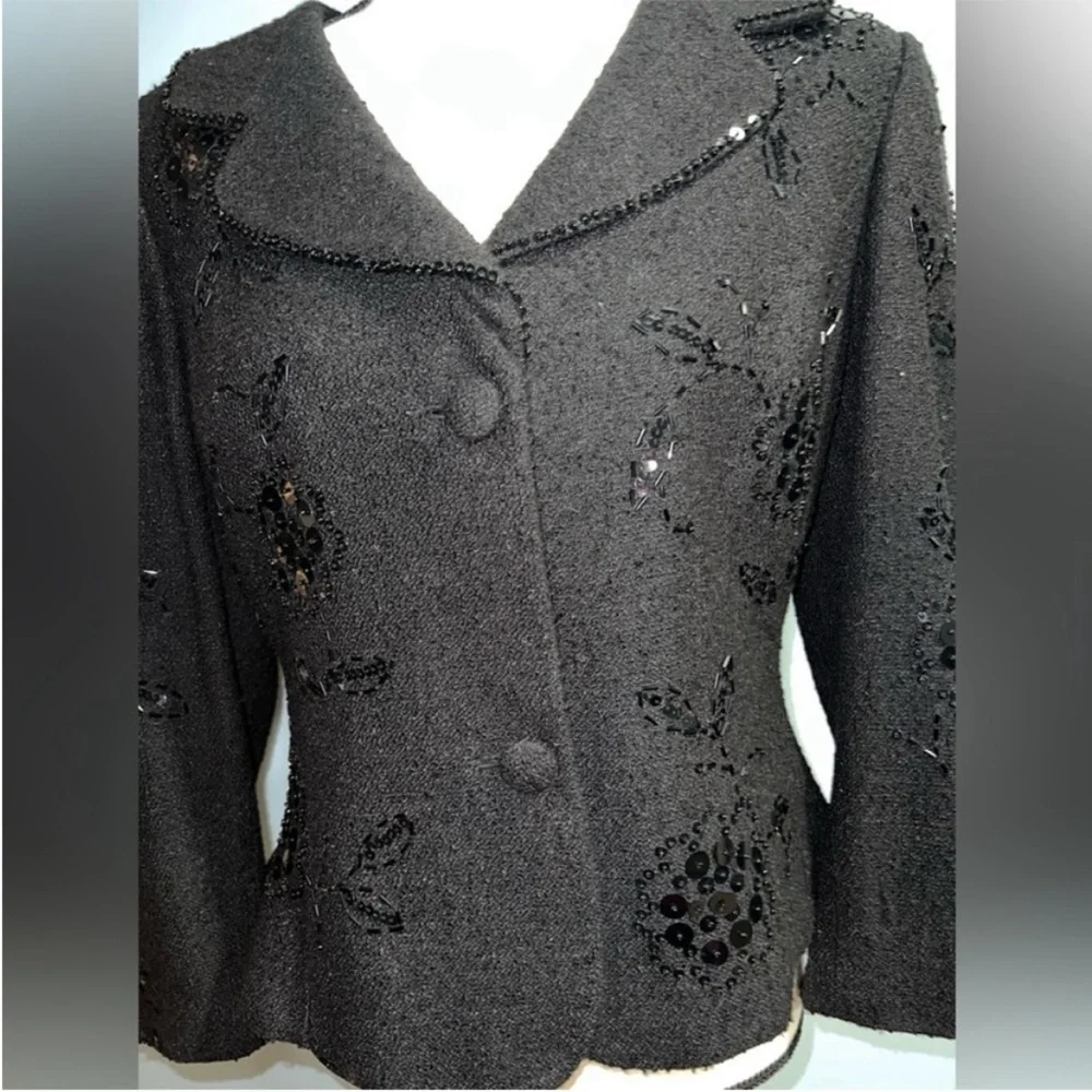 Anthracite- Floral sequin jacket - Picture 2 of 7